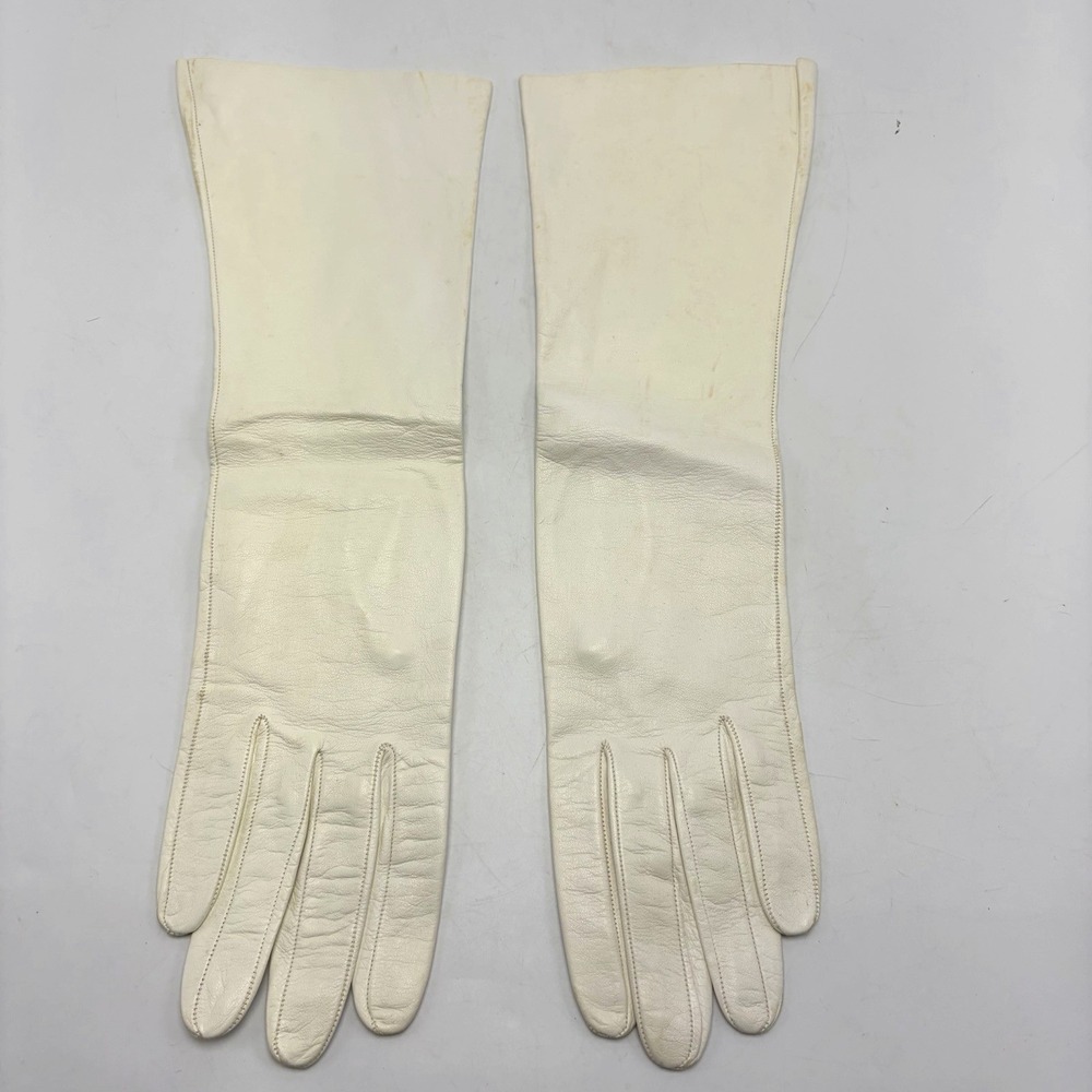 Vintage White Leather Dress Gloves Womens Size 6 Opera Ballroom Event
